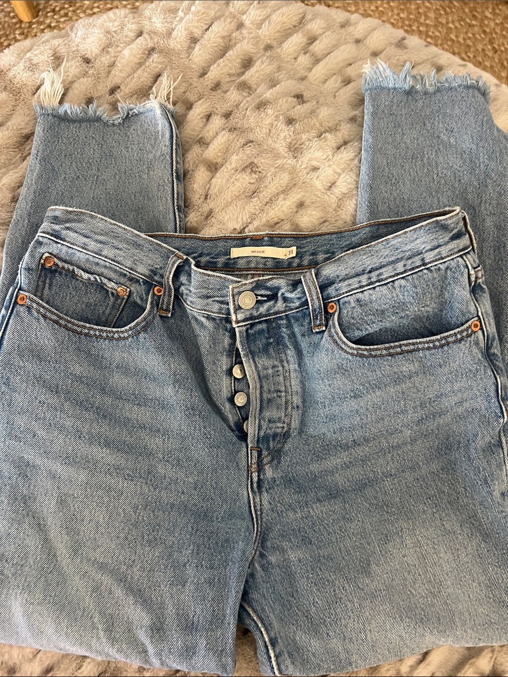 Levi's Light Blue Straight-Leg Button-Fly Jeans